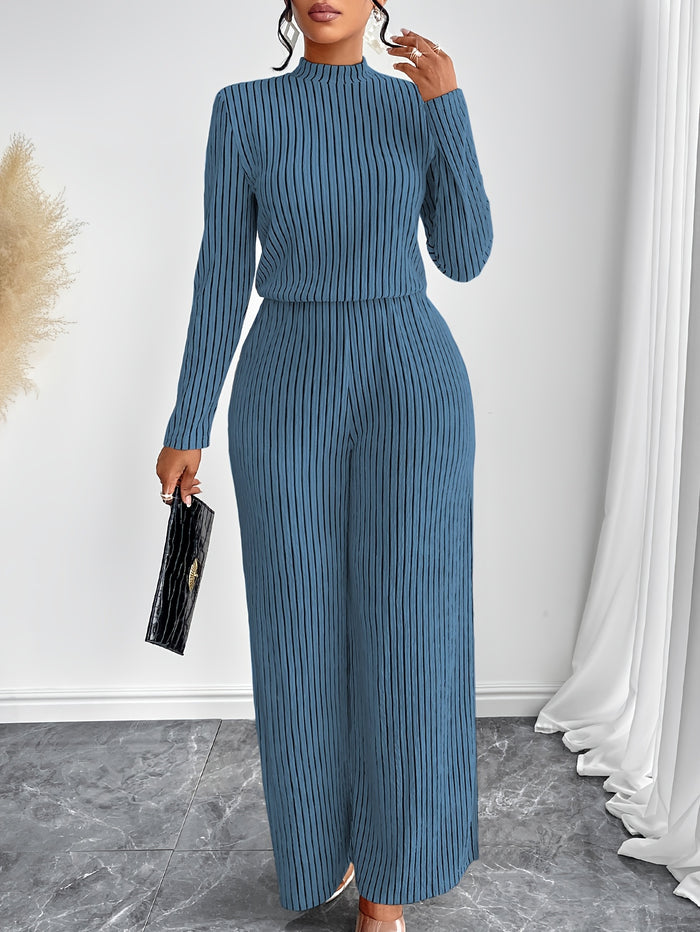 UNICORN Womens Elegant Long Sleeve Wide Leg Body Suit with Clavicle Collar s m l xl