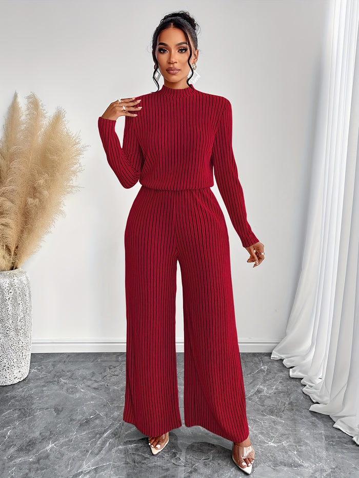 UNICORN Womens Elegant Long Sleeve Wide Leg Body Suit with Clavicle Collar s m l xl