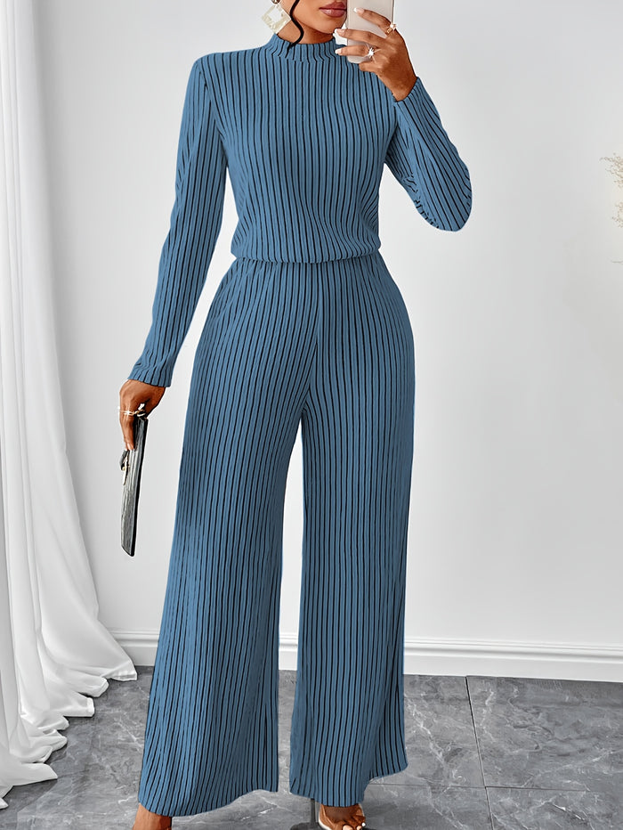 UNICORN Womens Elegant Long Sleeve Wide Leg Body Suit with Clavicle Collar s m l xl