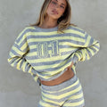 UNICORN Women's Elegant Striped Long Sleeve Top and Shorts Pullover Set s m l xl