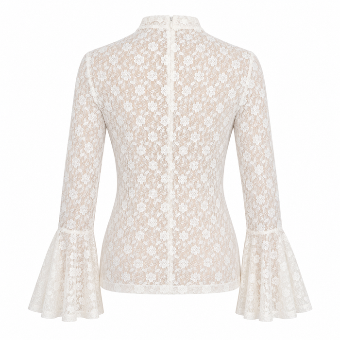 UNICORN Women's Ivory Lace Top – Elegant Lace Top with Flared Sleeves s m l xl