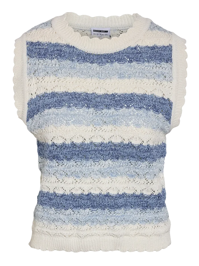 UNICORN Women's Knitted Top Blue-White | Sleeveless Spencer with Striped Pattern xs s m l xl