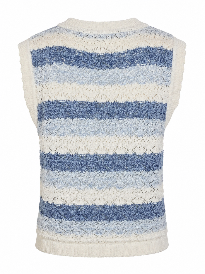 UNICORN Women's Knitted Top Blue-White | Sleeveless Spencer with Striped Pattern xs s m l xl
