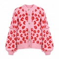 UNICORN Women's Leopard Cardigan – Soft Knit Cardigan with Red Leopard Print s m l xl