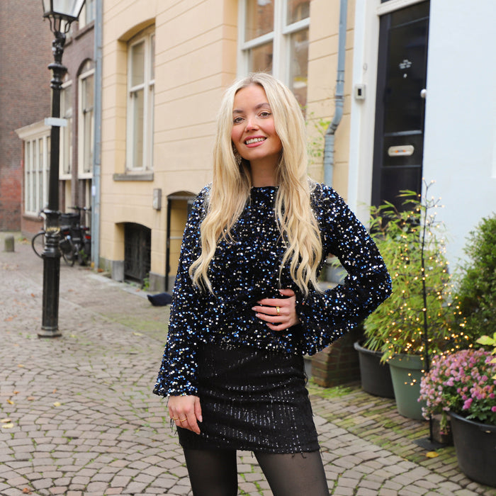 UNICORN Women's Midnight Sequin Top Luxe Sequin Top in Black & Navy xs s m l xl