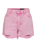 UNICORN Women's Pink Denim Short – High Waist Destroyed Jeans Short with Frayed Hem xs s m l xl