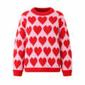 UNICORN Women's Pink Heart Knit Sweater with Red Heart Pattern s m l xl