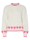 UNICORN Women's Sweet Hearts Knit Sweater White Sweater with Pink Hearts xs s m l xl
