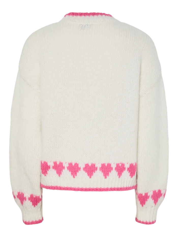 UNICORN Women's Sweet Hearts Knit Sweater White Sweater with Pink Hearts xs s m l xl