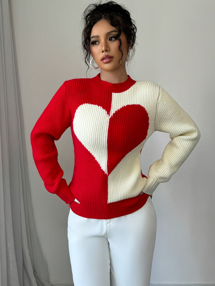 UNICORN Womens Valentine's Day Color-block Heart Pattern Pullover s m l xl