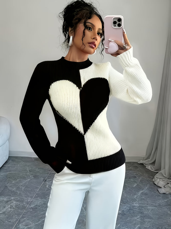 UNICORN Womens Valentine's Day Color-block Heart Pattern Pullover s m l xl