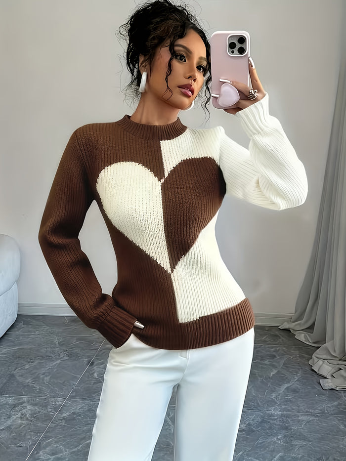 UNICORN Womens Valentine's Day Color-block Heart Pattern Pullover s m l xl
