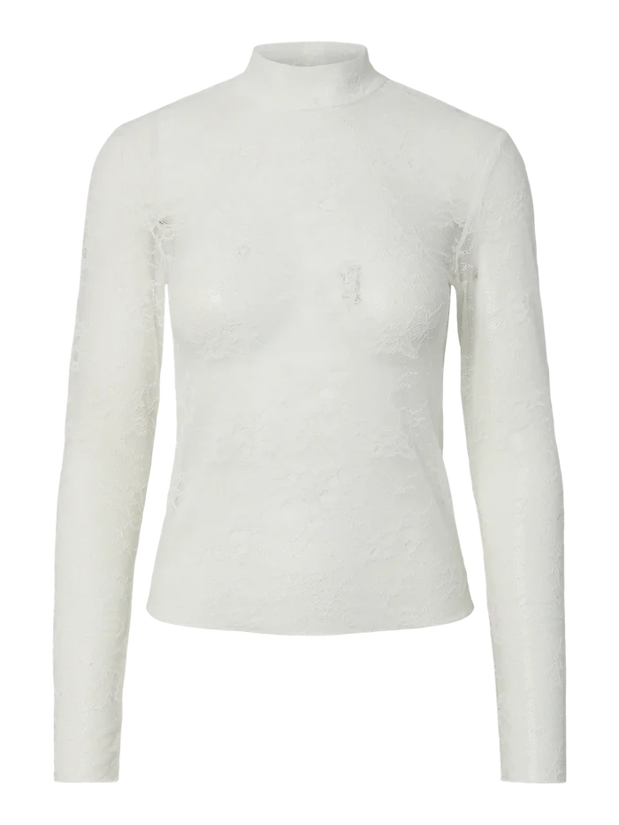 UNICORN Women's White Lace Mesh Top with Mock Neck xs s m l xl