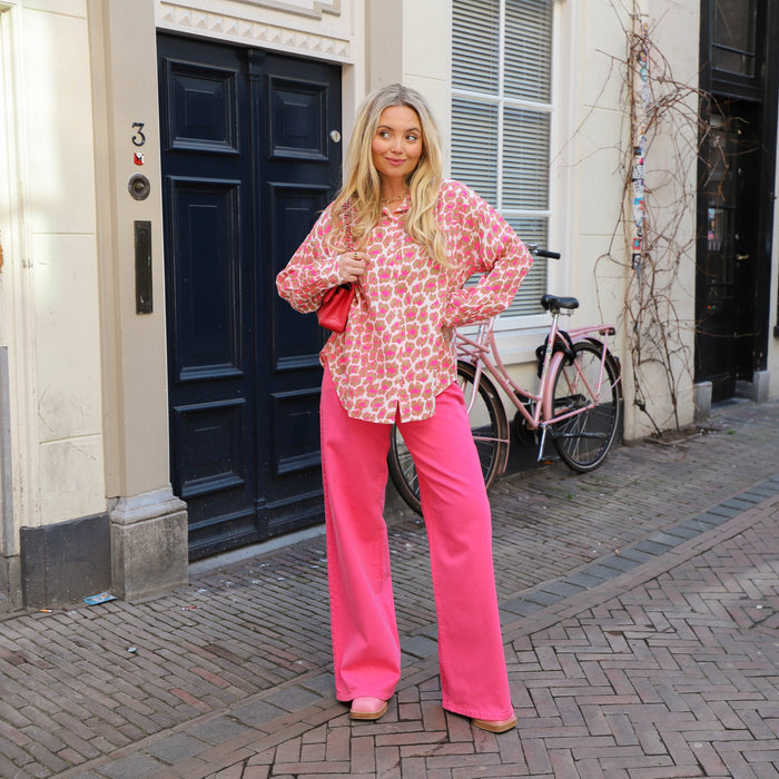 Vala wide denim jeans pink