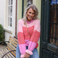 Vest Lexi Lou streep dubbel roze