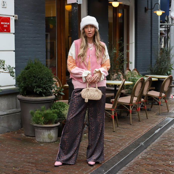 Vest Lexi Lou streep ecru roze