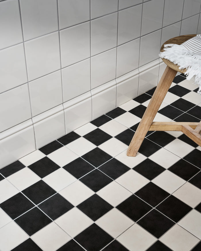 Victorian Style™ Porcelain Chess Mono A||victorian-style-wall-ceramic-cotton-white-skirting, victorian-style-wall-ceramic-cotton-white-square