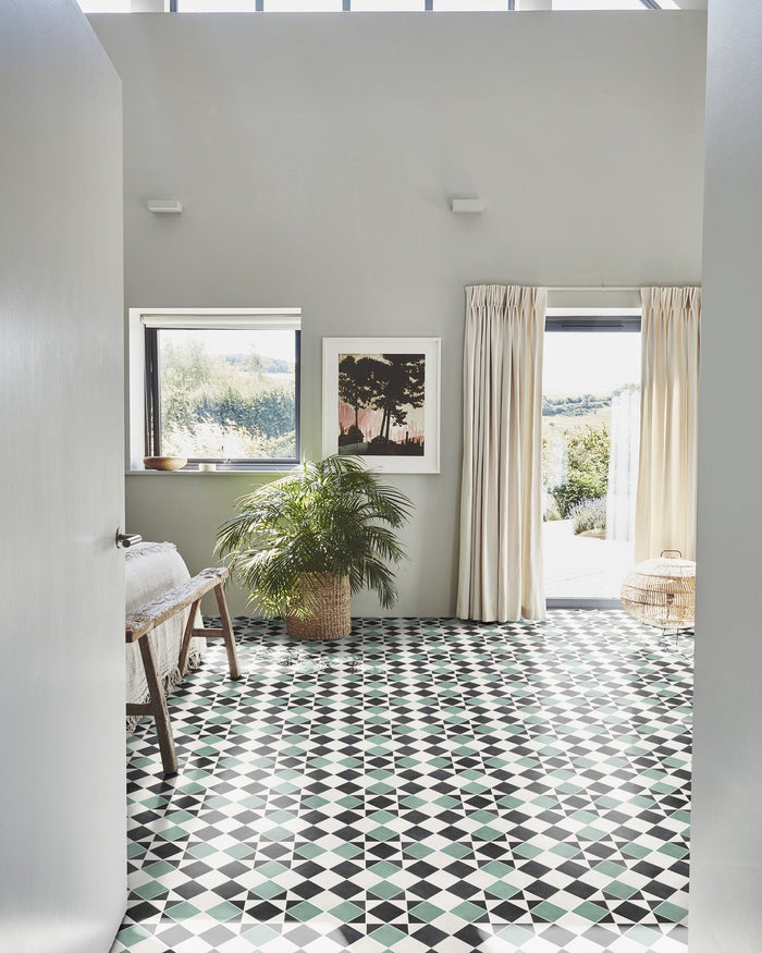 Victorian Style™ Porcelain Finchley Pattern Forest Green|Paired with Victorian Style™ Monochrome B|victorian-style-porcelain-monochrome-b
