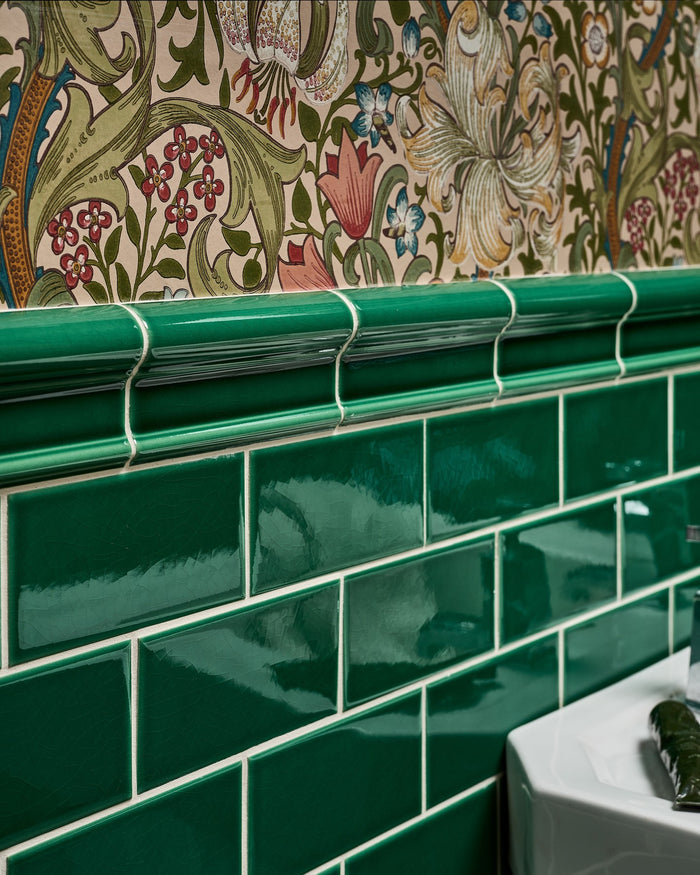 Victorian Style™ Wall Ceramic Emerald Green Dado Crackle Glaze||victorian-style-wall-ceramic-emerald-green-metro