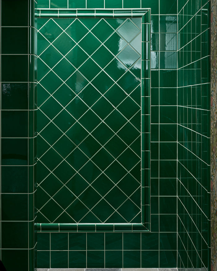 Victorian Style™ Wall Ceramic Emerald Green Dado Crackle Glaze|Shown with Victorian Style Emerald Green Square, Metro, Beading|victorian-style-wall-ceramic-emerald-green-simple-beading, victorian-style-wall-ceramic-emerald-green-metro, victorian-style-wall-ceramic-emerald-green-skirting, victorian-style-wall-ceramic-emerald-green-square