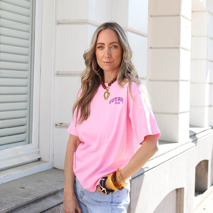 Voyage club tee roze