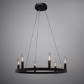 7 Lights Wagon Wheel 24-in Chandelier Matte Black  Dimmable 240W