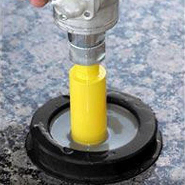 Water Ring Set, yellow insert on black mounting ring under metal fitting