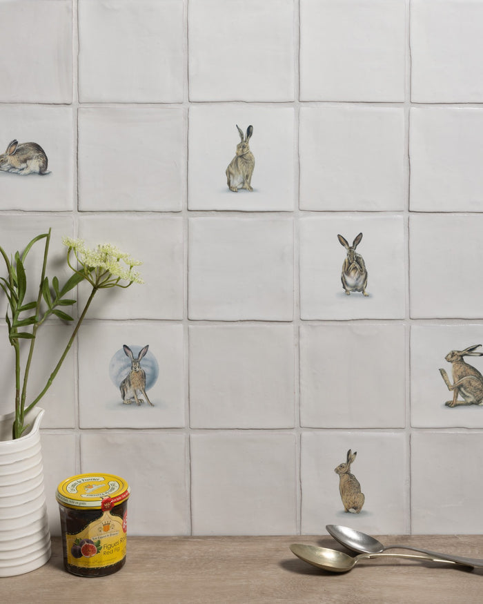 Wiltshire Hares Ceramic By Joanna May|On Rural Shell Base