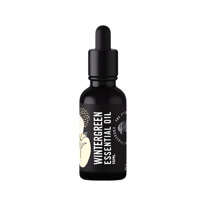 Wintergreen essential oil 15ml black glass dropper bottle