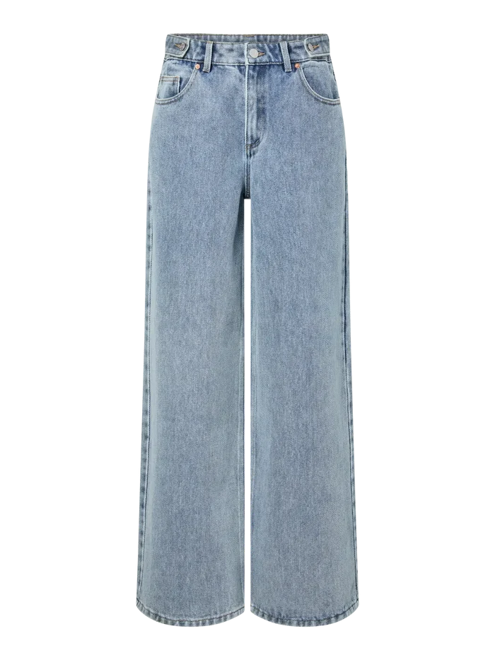 YAS Alia button wide jeans light blue