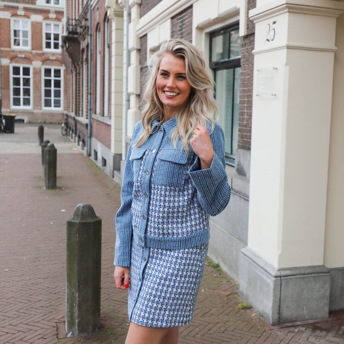 YAS Beru dark blue boucle skirt
