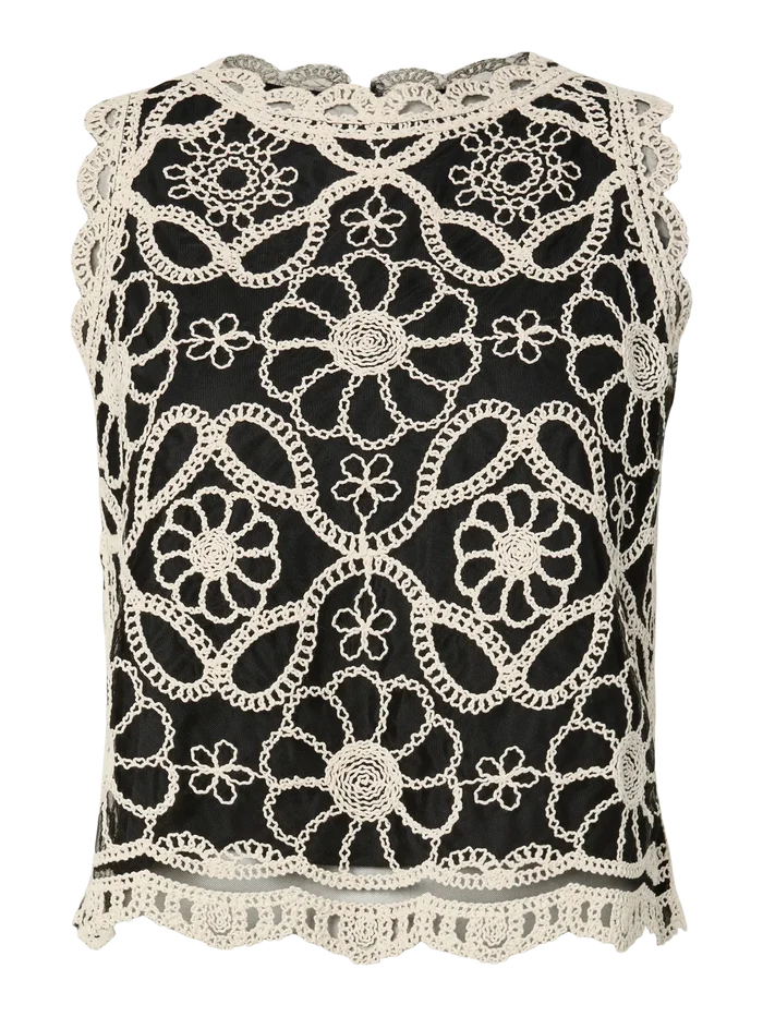 YAS Calilia crochet top black