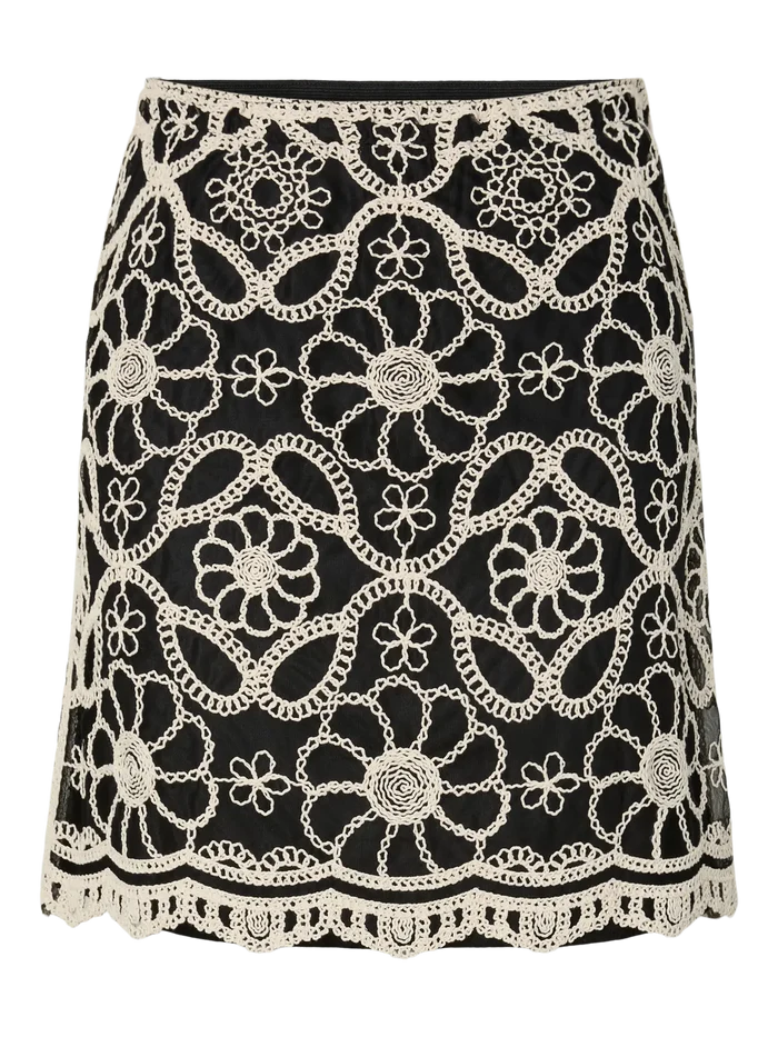 YAS Cilia crochet skirt black