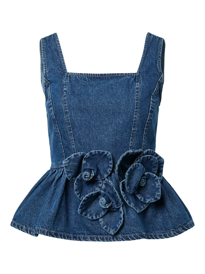 YAS Elsie denim top medium blue