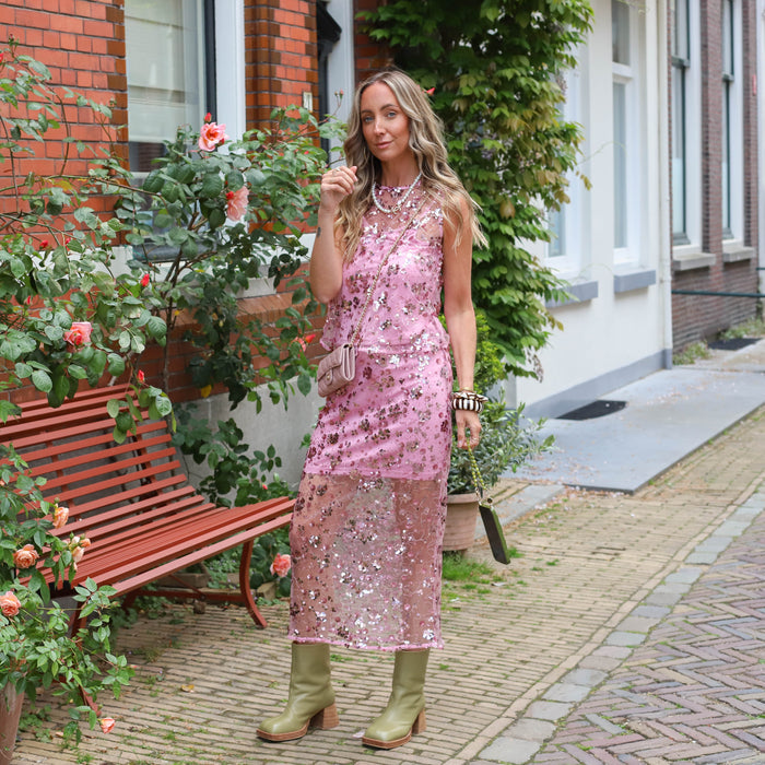 YAS Sequina long skirt orchid smoke