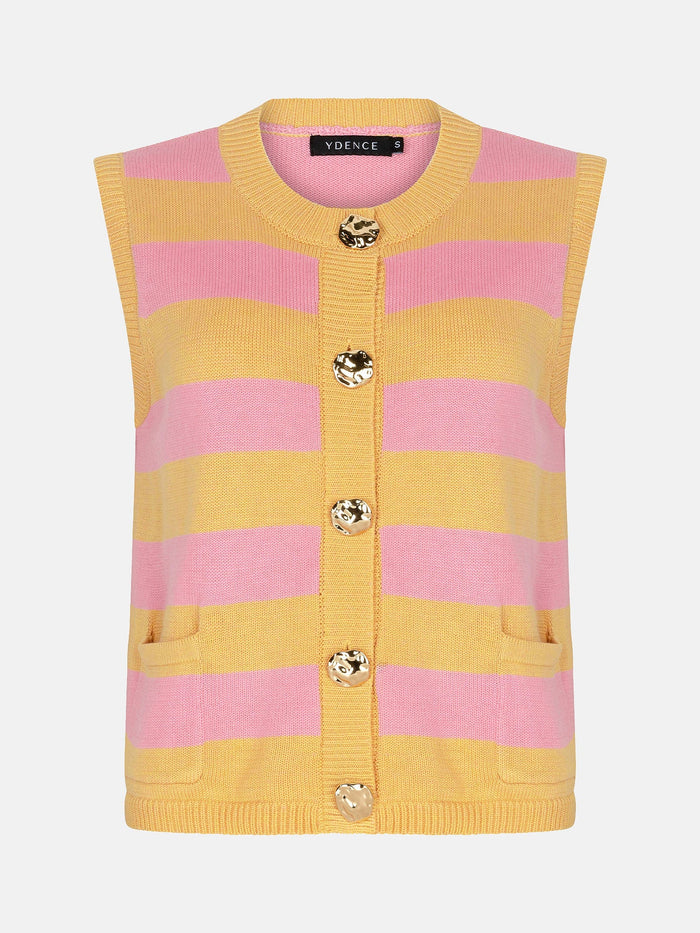 Ydence Knitted gilet Judith Yellow pink
