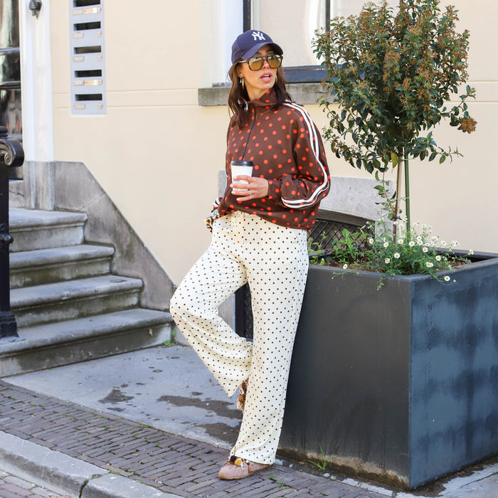 Ydence Pants Stacey Ecru/brown dot